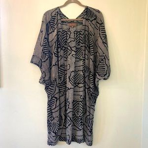Anthropologie Bel Kazan Black Shibori Kaftan Kimono Duster Open Long Car…